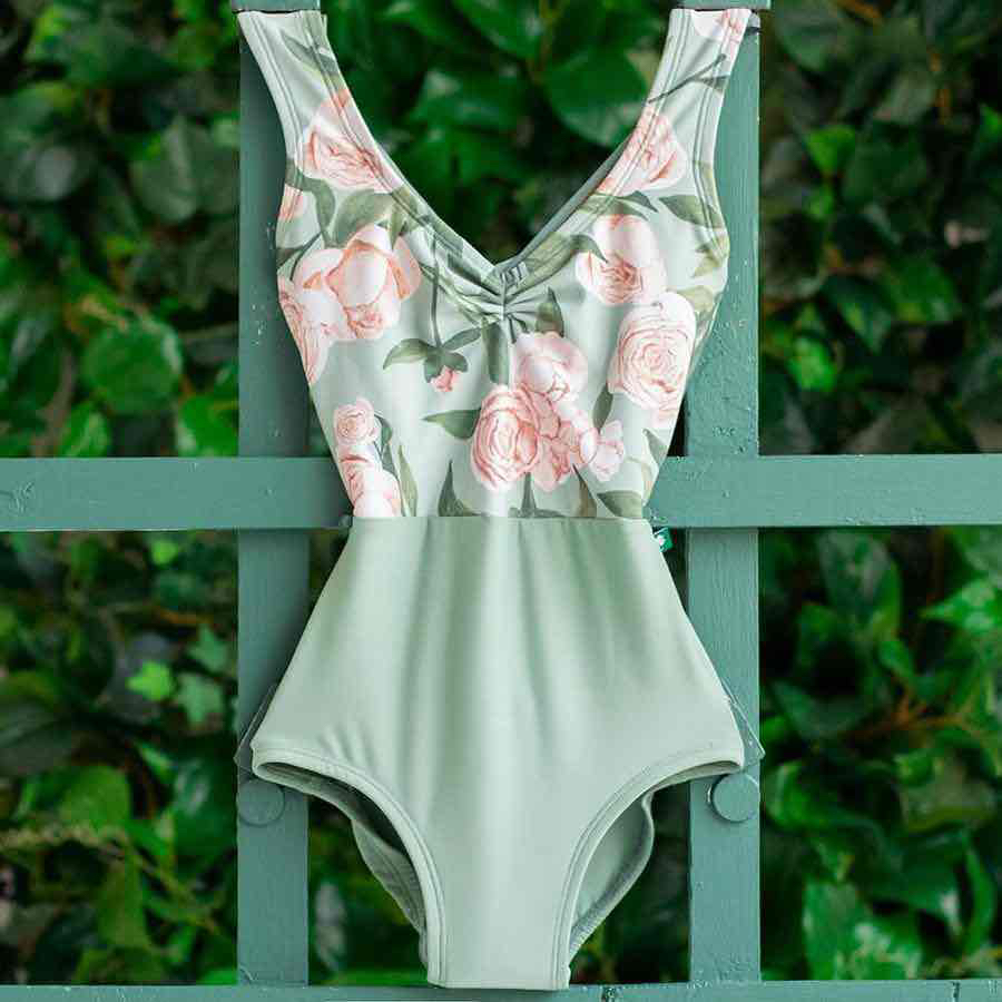 green and pink leotard