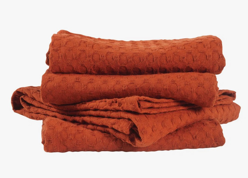 Estero Cotton Waffle Dish Cloth Kitchen Towel (Set of 4) - Sierra
