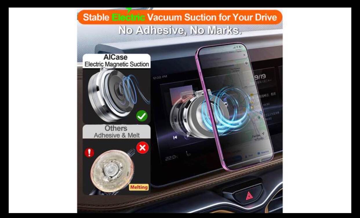 Electric Vacuum Magnetic Car Phone Mount 360 Rotating Magnetic Phone Holder