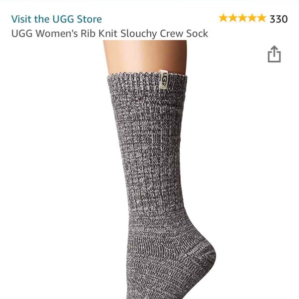 UGG Women's Rib Knit Slouchy Crew Sock, White O/S at Amazon Women’s Clothing store