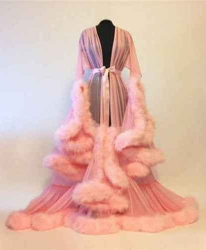Silky Pink Feather Robe