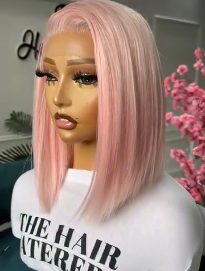 Baby pink bob wig