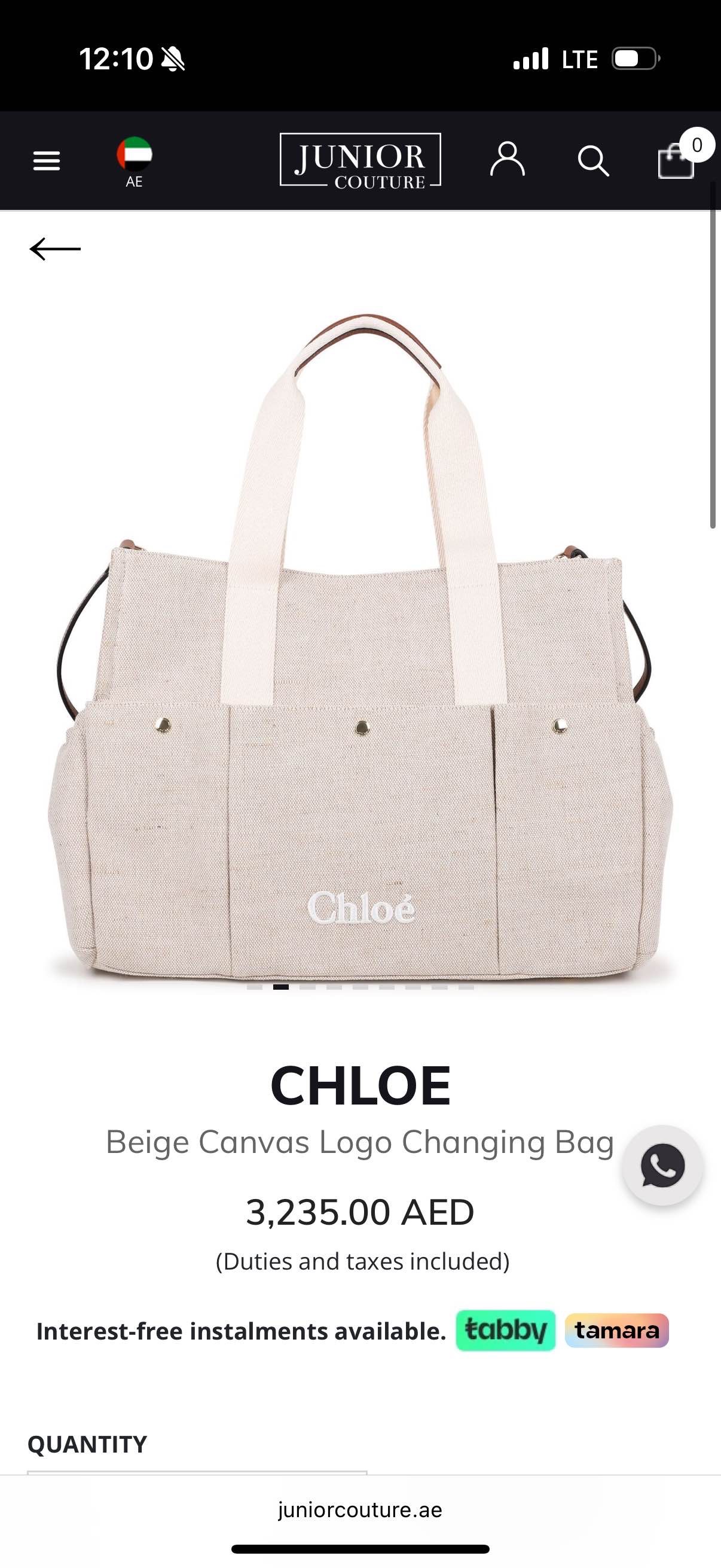 CHLOE Beige Canvas Logo Changing Bag