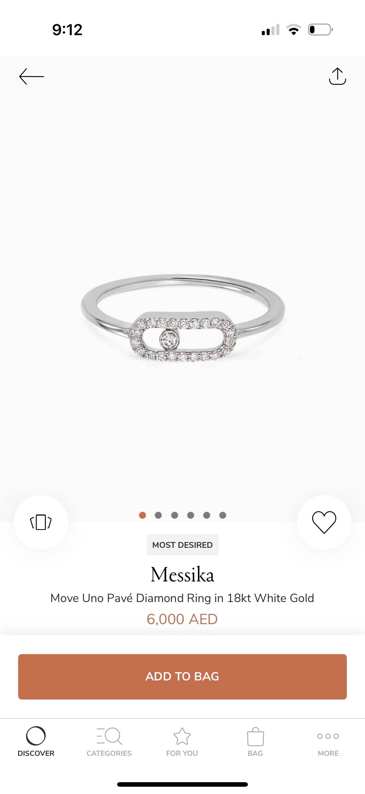 Messika Move Uno Pavé Diamond Ring in 18kt White Gold