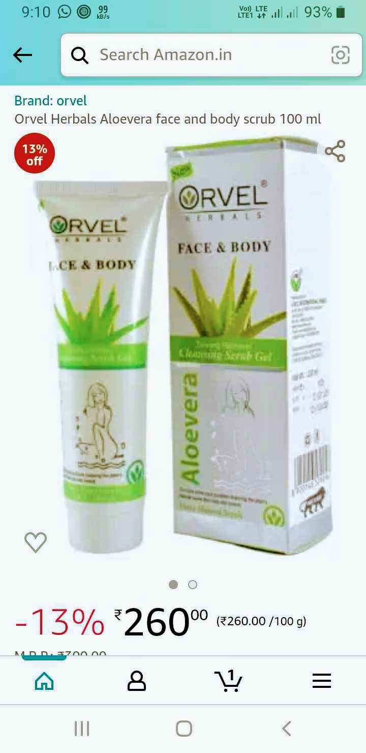 Orvel Aloevera Face & Body Scrub (100 ml)
