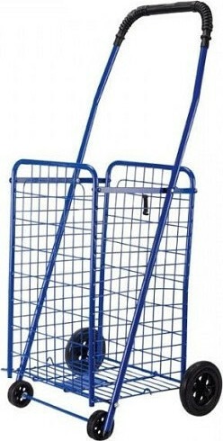 Καρότσι Λαϊκής Μεταλλικό 60lt 54x47x96cm Πτυσσόμενο 4.1kg Αντοχή Bάρους 35kg Με 2+2 Ρόδες Μπλε