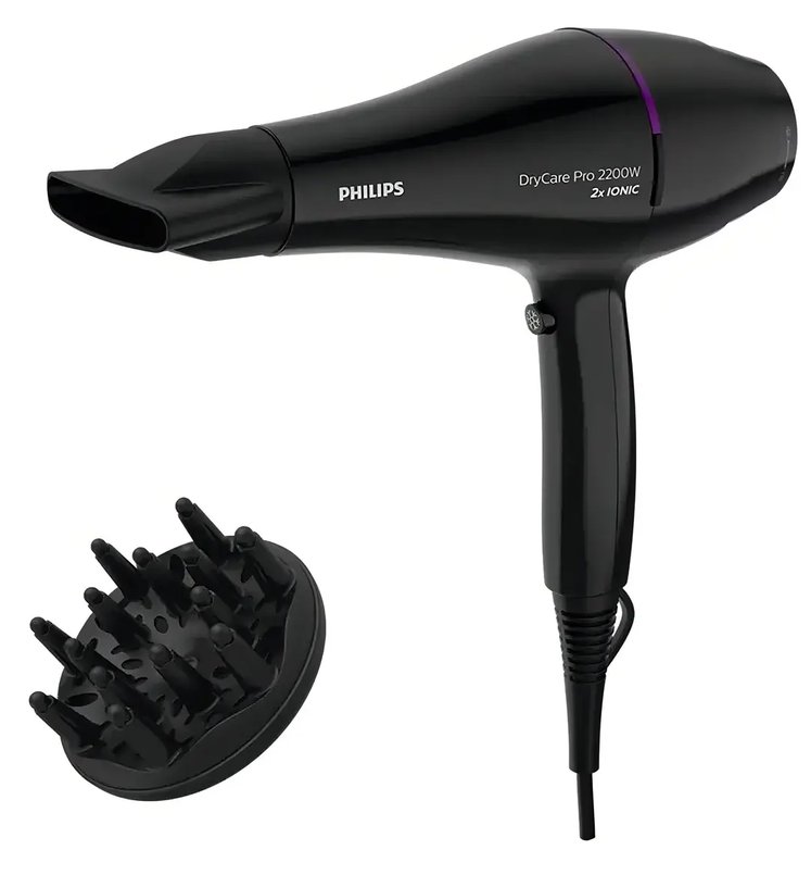 Secador De Pelo Philips Drycare Bhd274/00 Thermo Protect Color Negro/Violeta