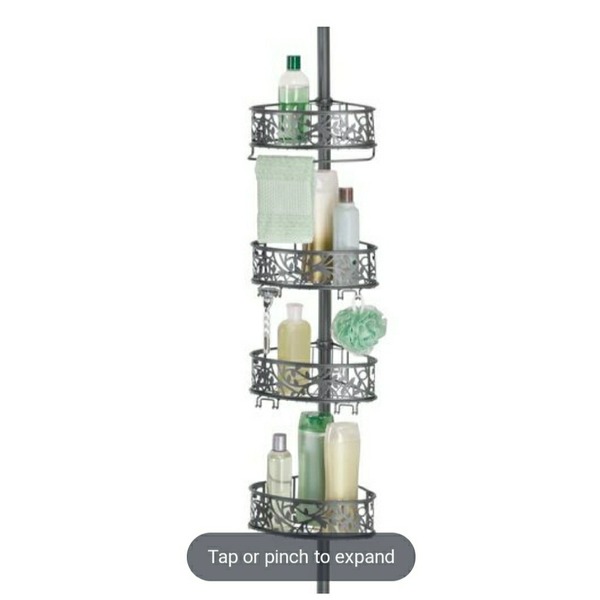 Adjustable 4 Tier Tension Pole - Shower Caddy Corner  Decorative Vine Design