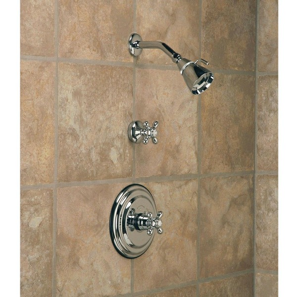 THERMOSTATIC SHOWER SET WITH METAL CROSS HANDLES