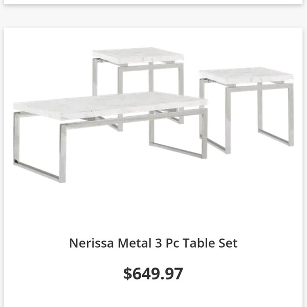 Nerissa Metal 3 Pc Table Set