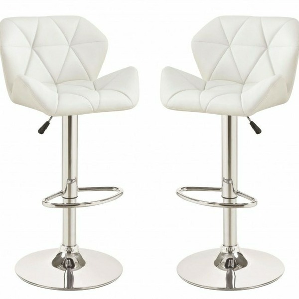 100424 White Adjustable Bar Stool Set of 2