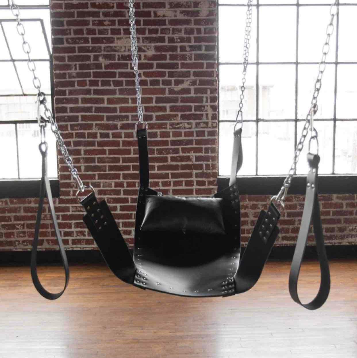 Premium Quality HandMade Black Leather Bondage Sling / Swing  - The Stockroom