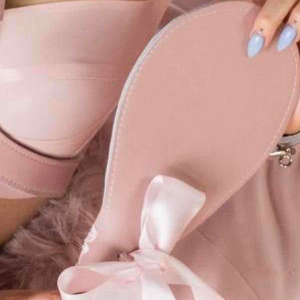 Stupid Cute Leather Spanking Paddle in Pale Pink