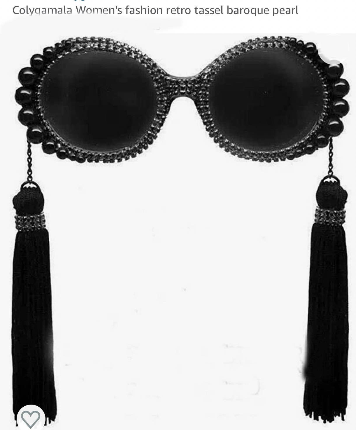 Dramatic, VTG reproduction (prolly from 60s era vtg frames) retro tassel, black pearl BAROQUE sunglasses