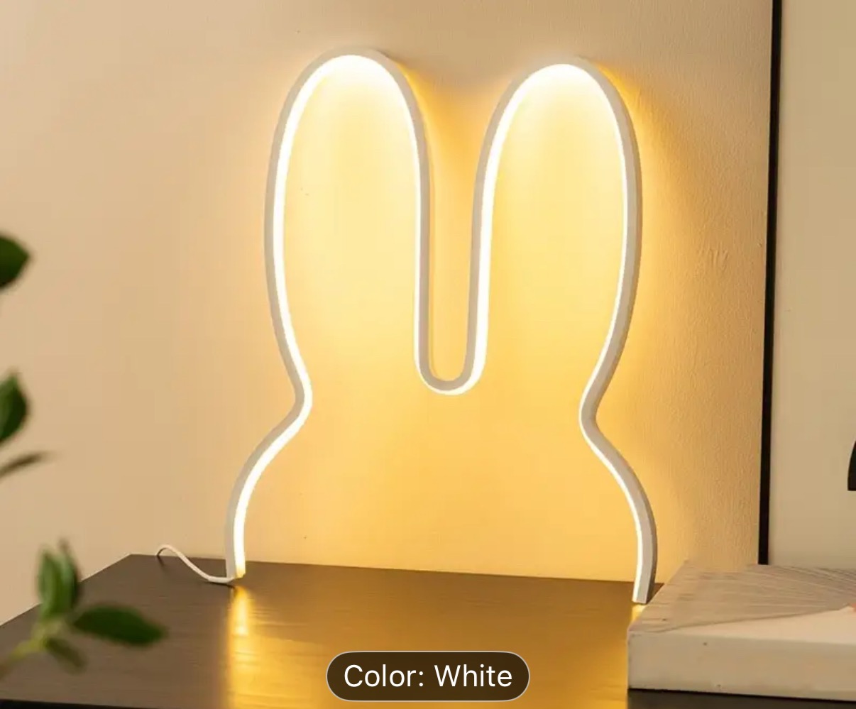 1pc Cute Rabbit LED Wall Lamp - USB Plug-in, Three-Color Dimmable Night Light for Bedroom, Office, Study Room Decor, Ideal Gift for Mother'S Day & Valentine'S Day, Study Room Light | Playful Design | USB Powered Lamp, Rabbit Night Light