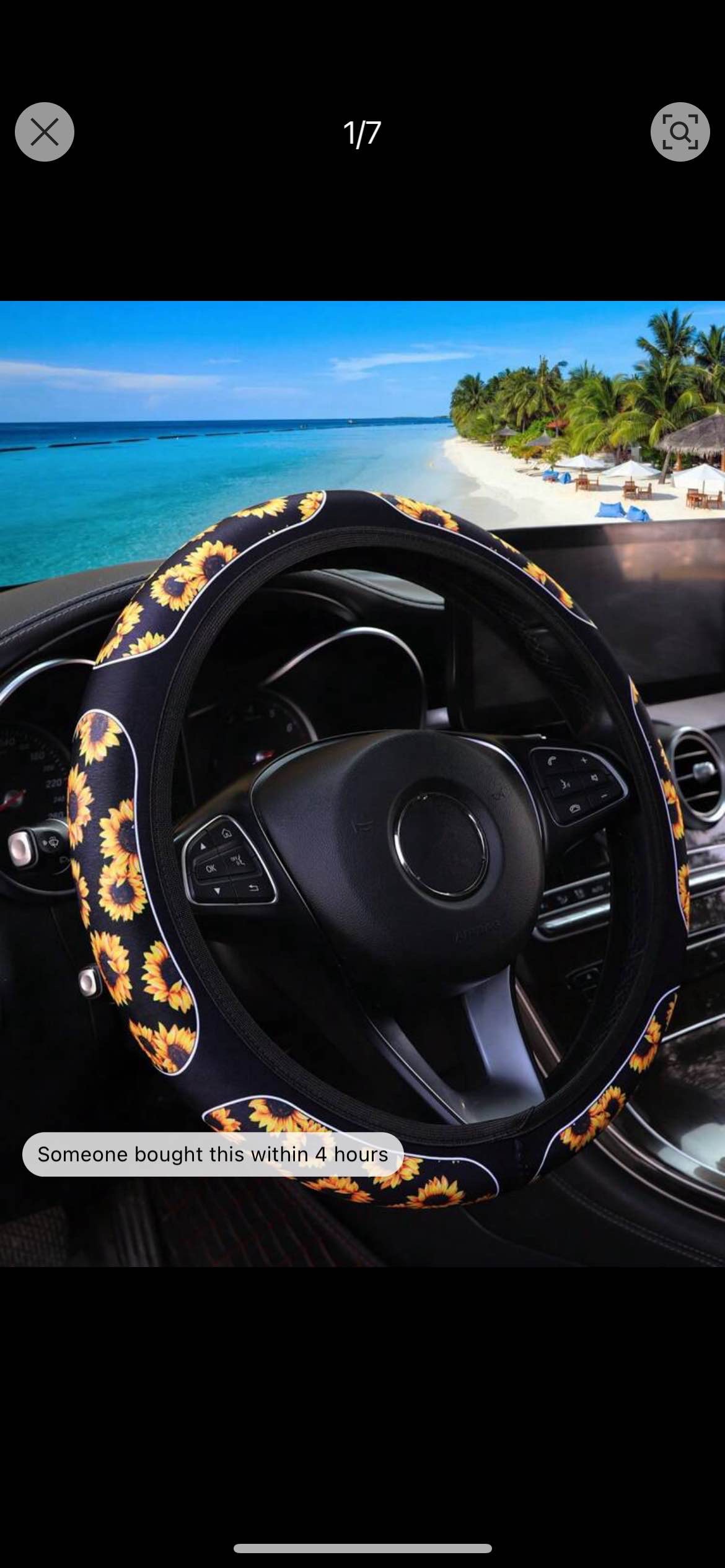 1pc Beautiful Sunflower Fabric Soft & Comfortable Car Steering Wheel Cover Without Inner Ring, Suitable For Women's 14.5-15 Inch Steering Wheel