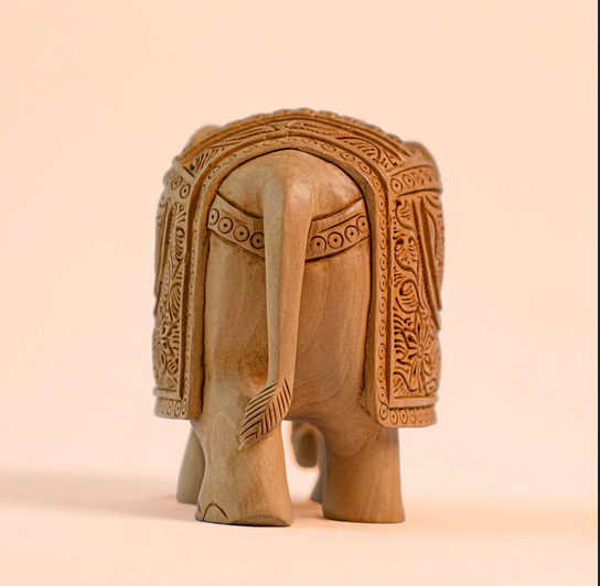 Handmade Wooden Large Elephant Carved Statue | Exploring India