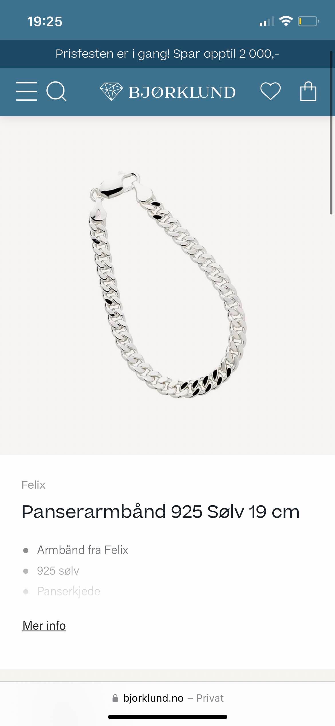 Felix Panserarmbånd 925 Sølv 19 cm