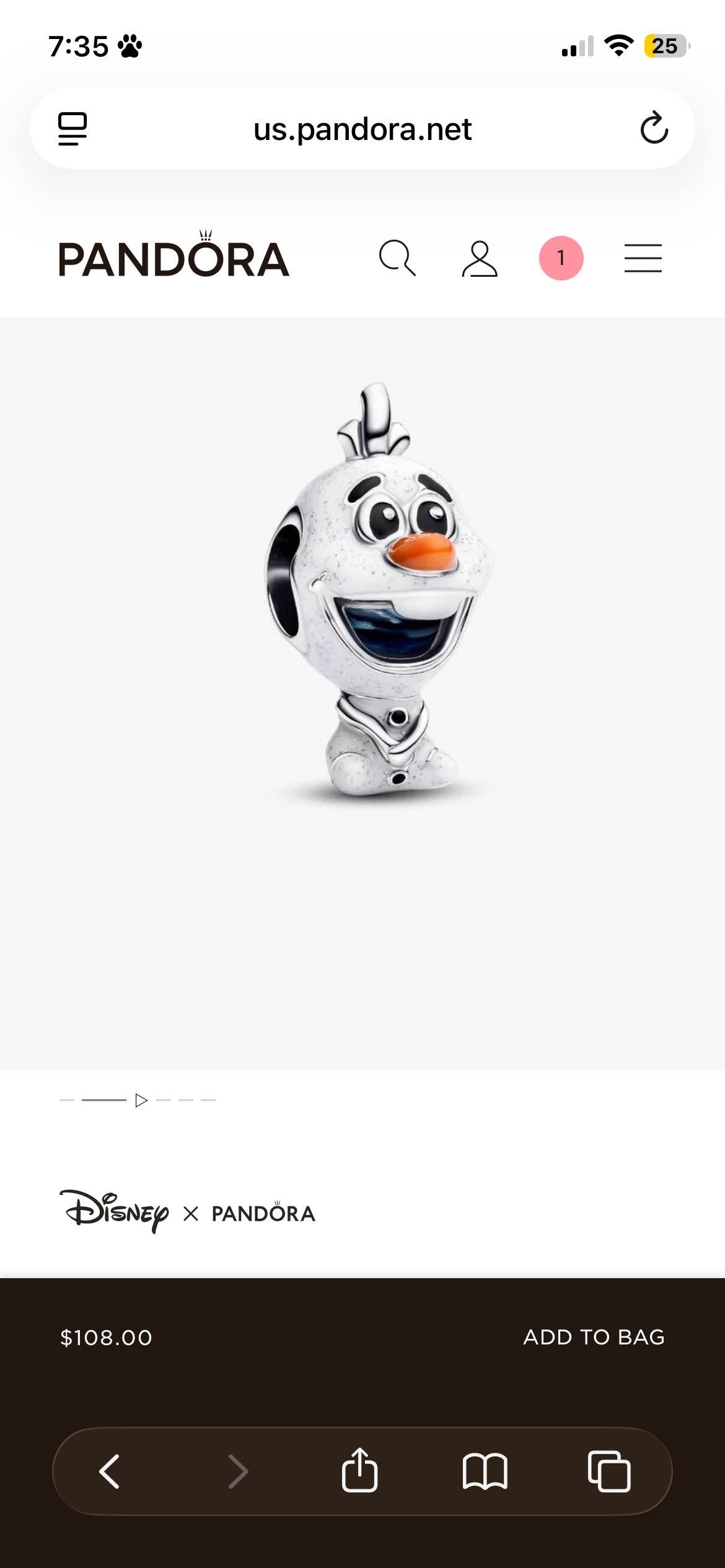 Olaf Pandora charm