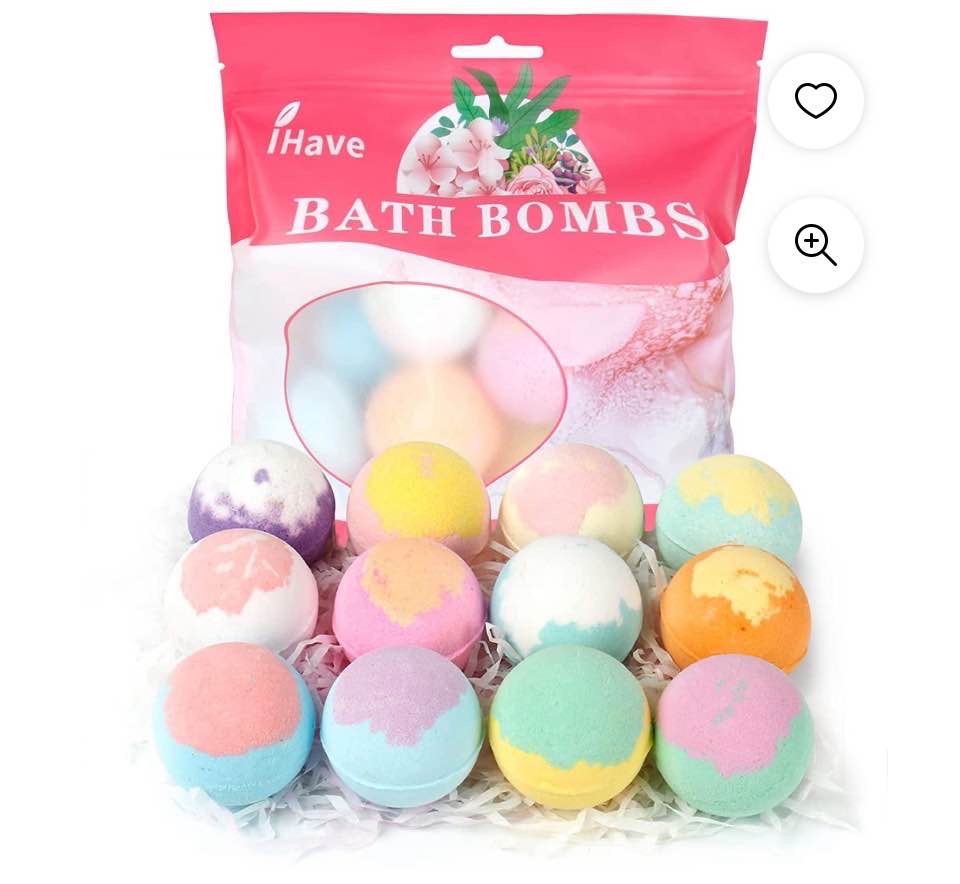 iHave Bath Bombs, 12 Small Bath Bomb Bubble Bath Set Spa Gifts, Natural Handmade Bath Bombs Rich in Essential Oils, Romantic Gifts