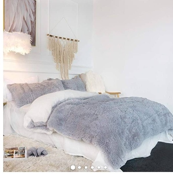 Gray Fluffy Bedding Set | Google Shopping