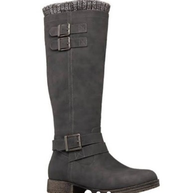 Shoedazzle Rubie Buckled Flat Boot Womens Grey Size 12 | Google Shopping