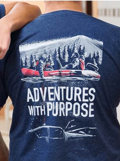 SEARCH TEAM PREMIUM BLUE CREW T-SHIRT W/ SONAR BOAT AND CAR ON BACK