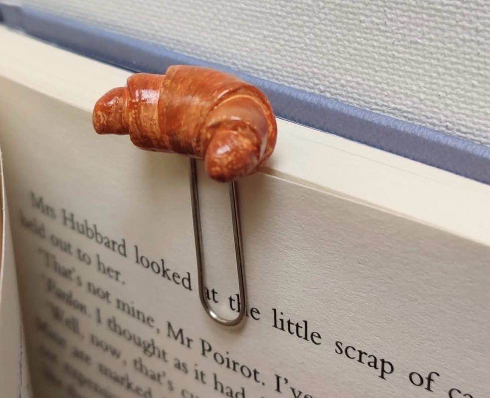 Clay Bookmark Paperclip Figurine | Croissant | Cute | Minimal | Bookish