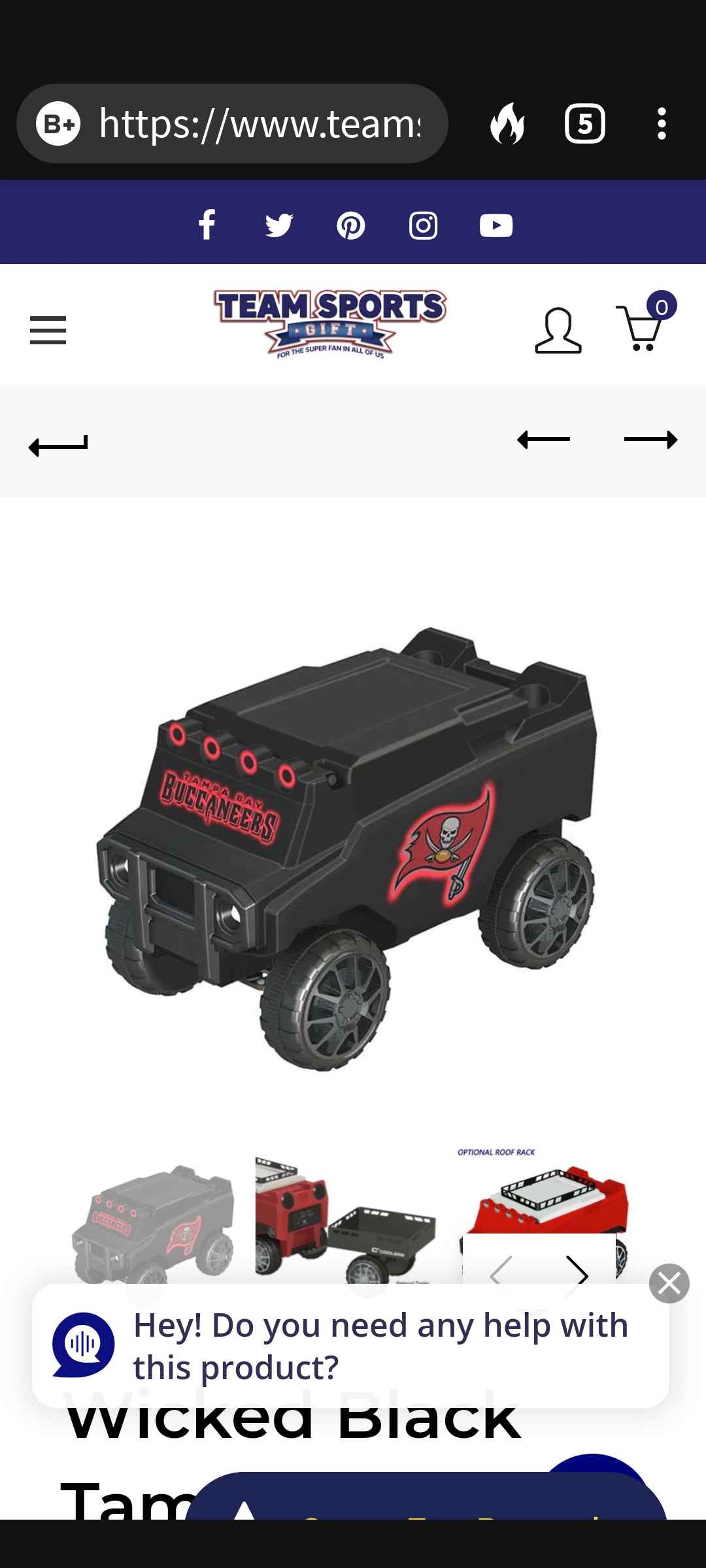Tampa Bay Buccaneers RC Pick-Up Truck Cooler w/ Bluetooth Speakers