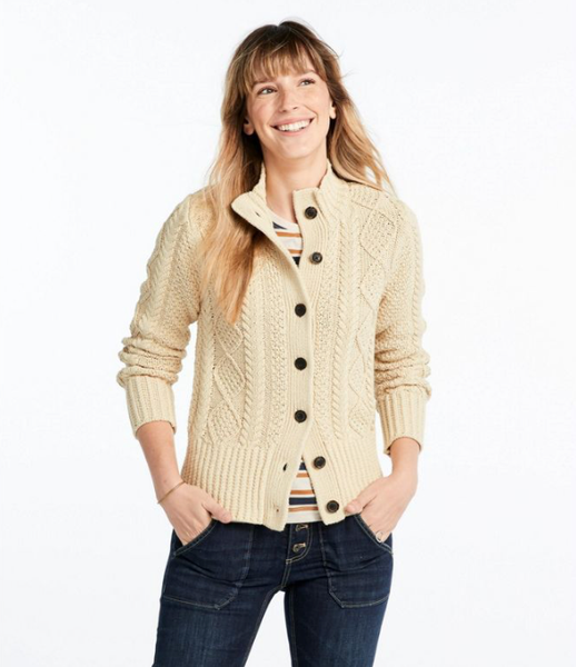 Women's Signature Cotton Fisherman Sweater, Short Cardigan