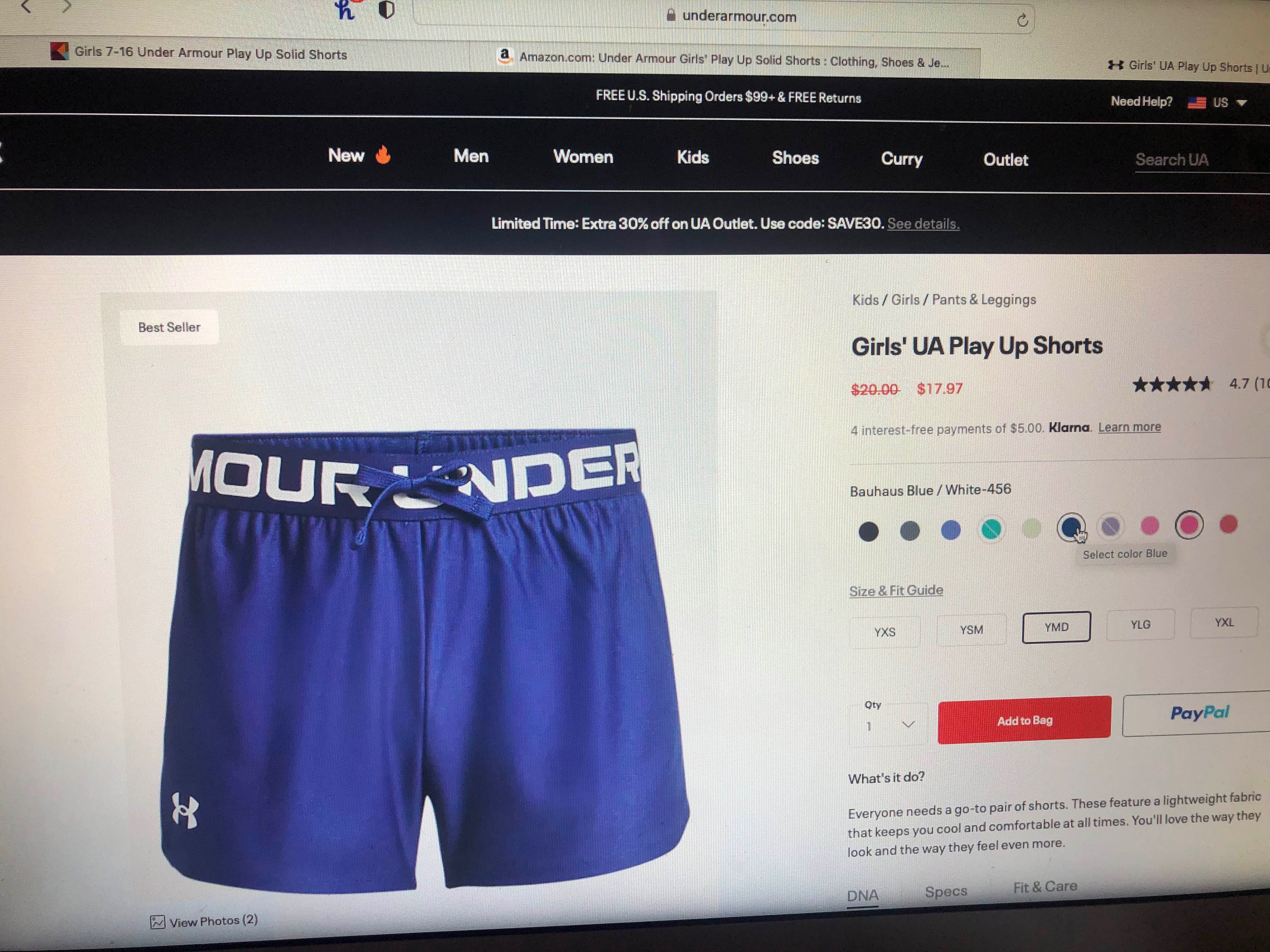 Girls' UA Play Up Shorts