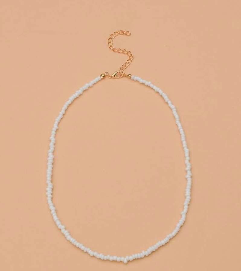 white beaded necklace