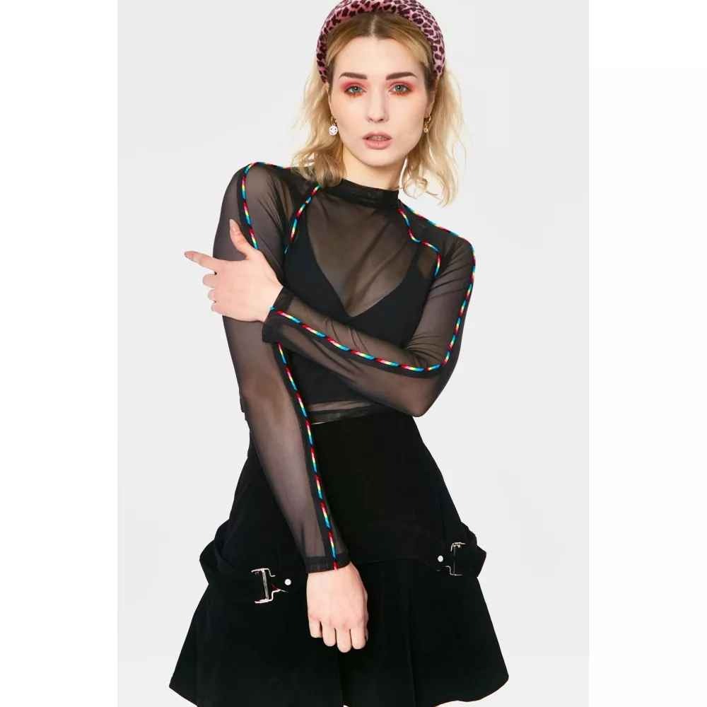 Jawbreaker Jawbreaker Longsleeve top LCD Stripe Mesh Zwart