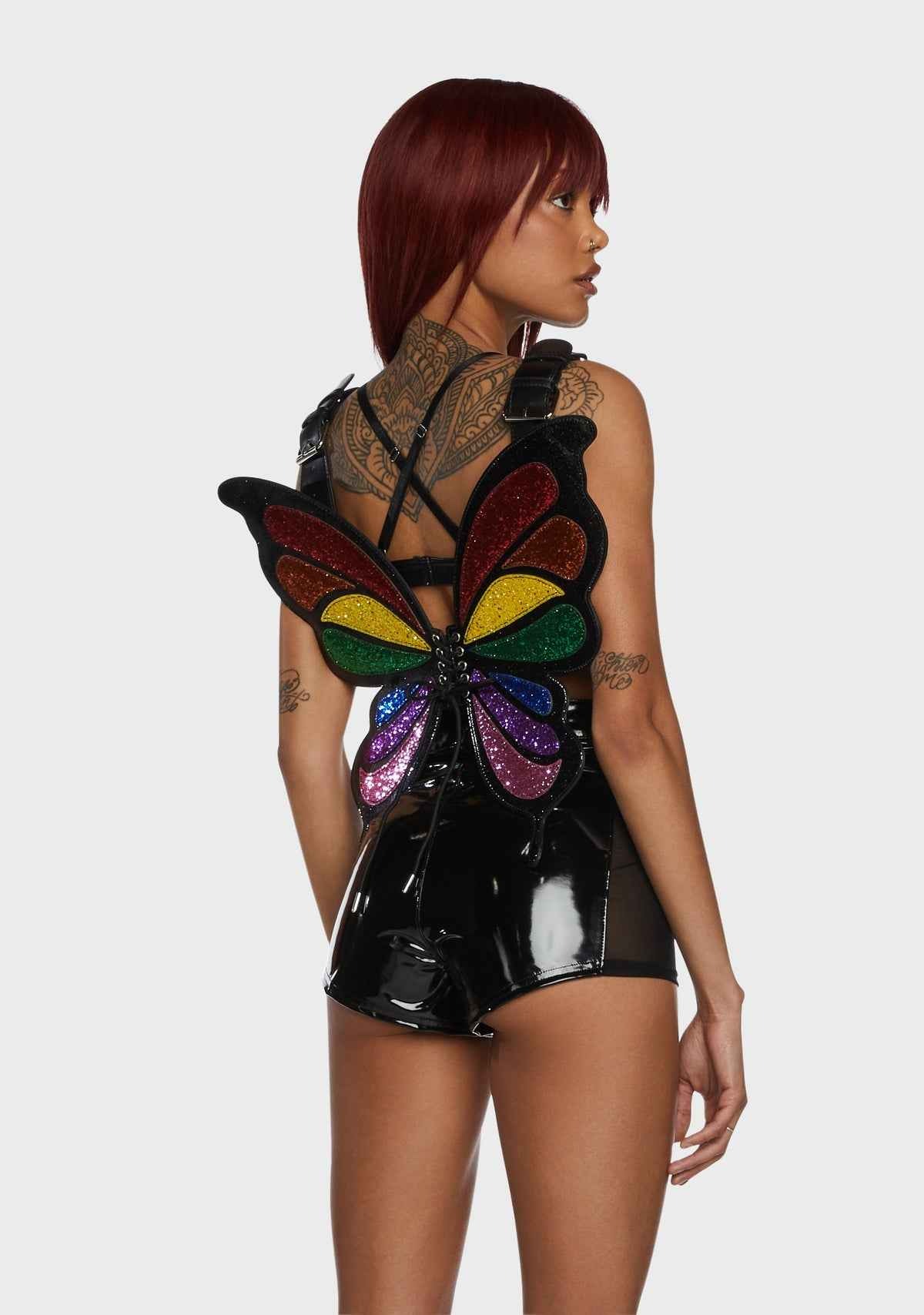 Club Exx Sparkly Rainbow Butterfly Harness - Multi