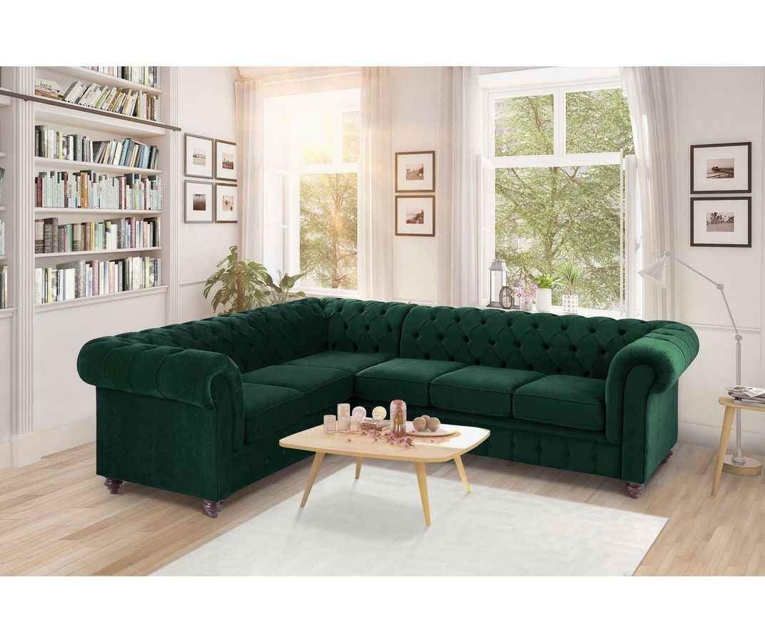 Home affaire Chesterfield-bank Duc hoogwaardige capitonnage achter, fluwelige look met changerende look