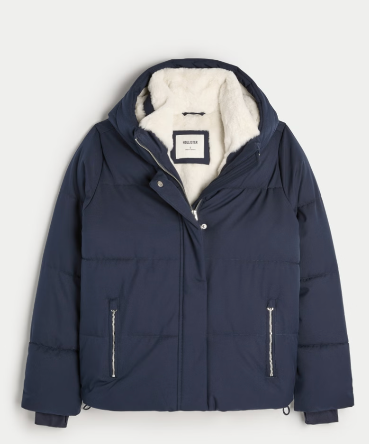 FAUX FUR-LINED ALL-WEATHER PUFFER JACKET