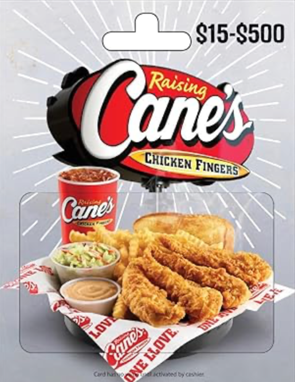 rasing canes gift card