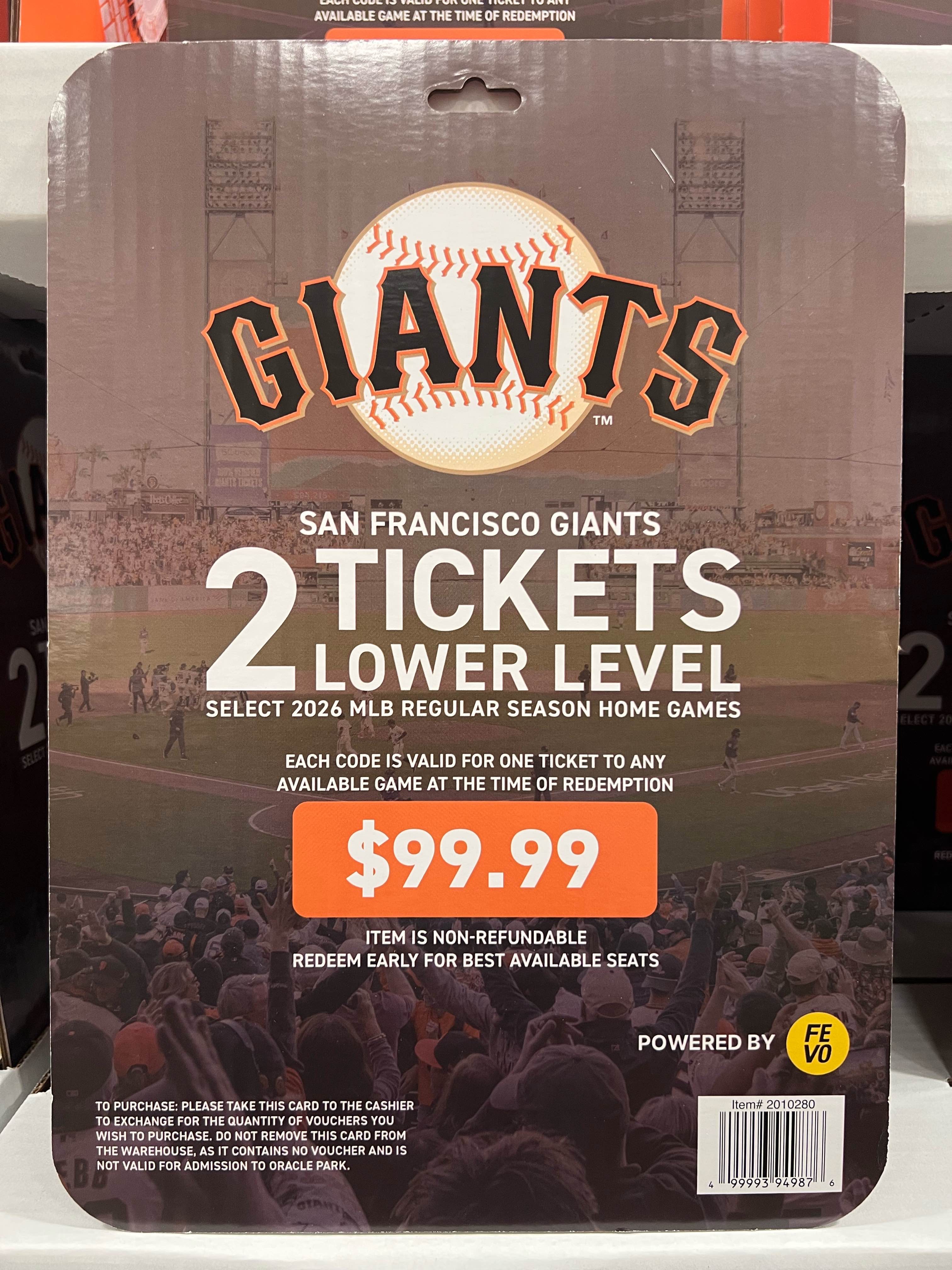 GIANTS tickets (costco)