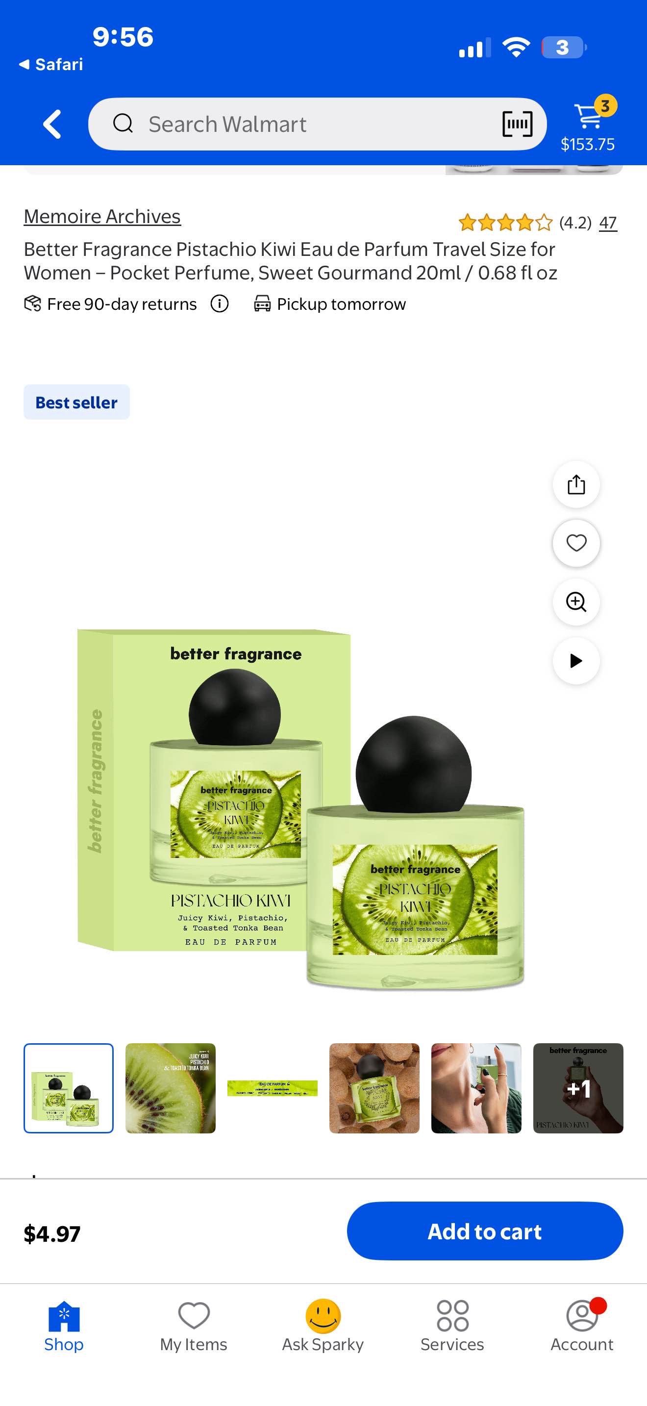 Better Fragrance Pistachio Kiwi Eau de Parfum Travel Size for Women - Pocket Perfume, Sweet Gourmand 20ml / 0.68 fl oz