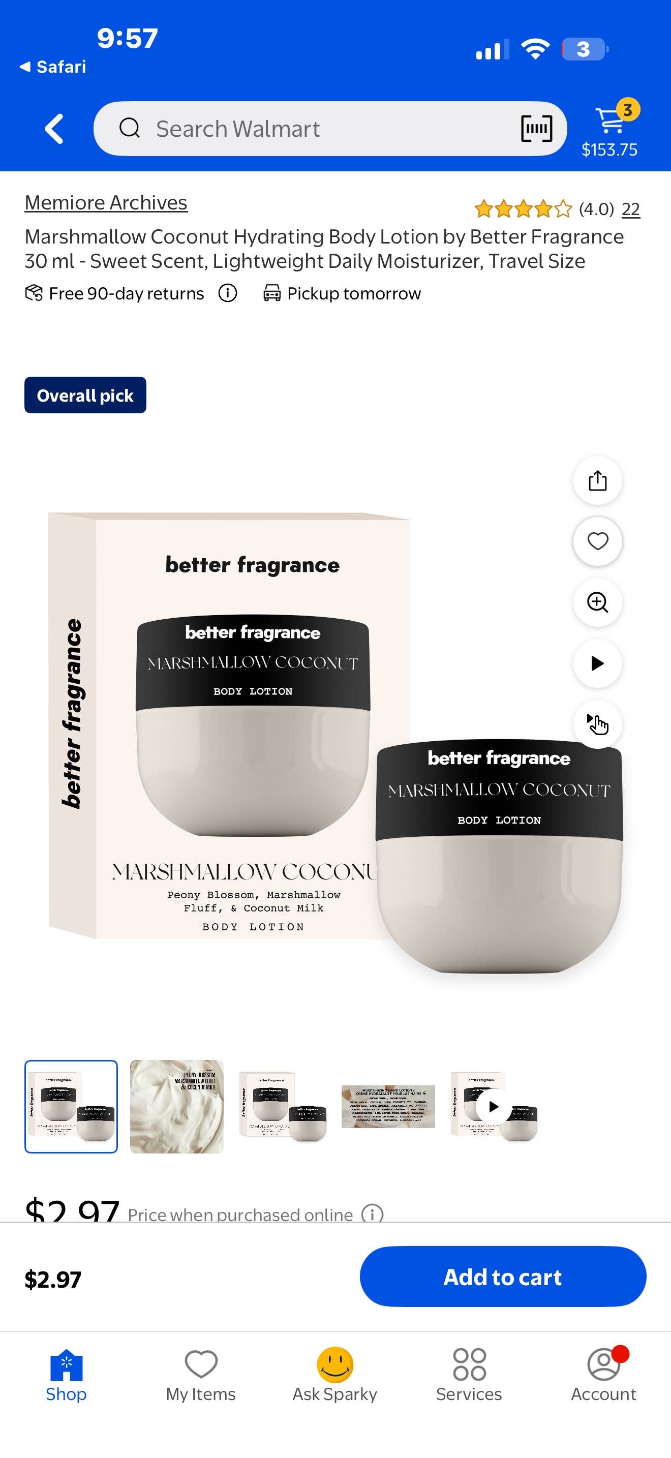 Marshmallow Coconut Hydrating Body Lotion by Better Fragrance 30 ml - Sweet Scent, Lightweight Daily Moisturizer, Travel Size
