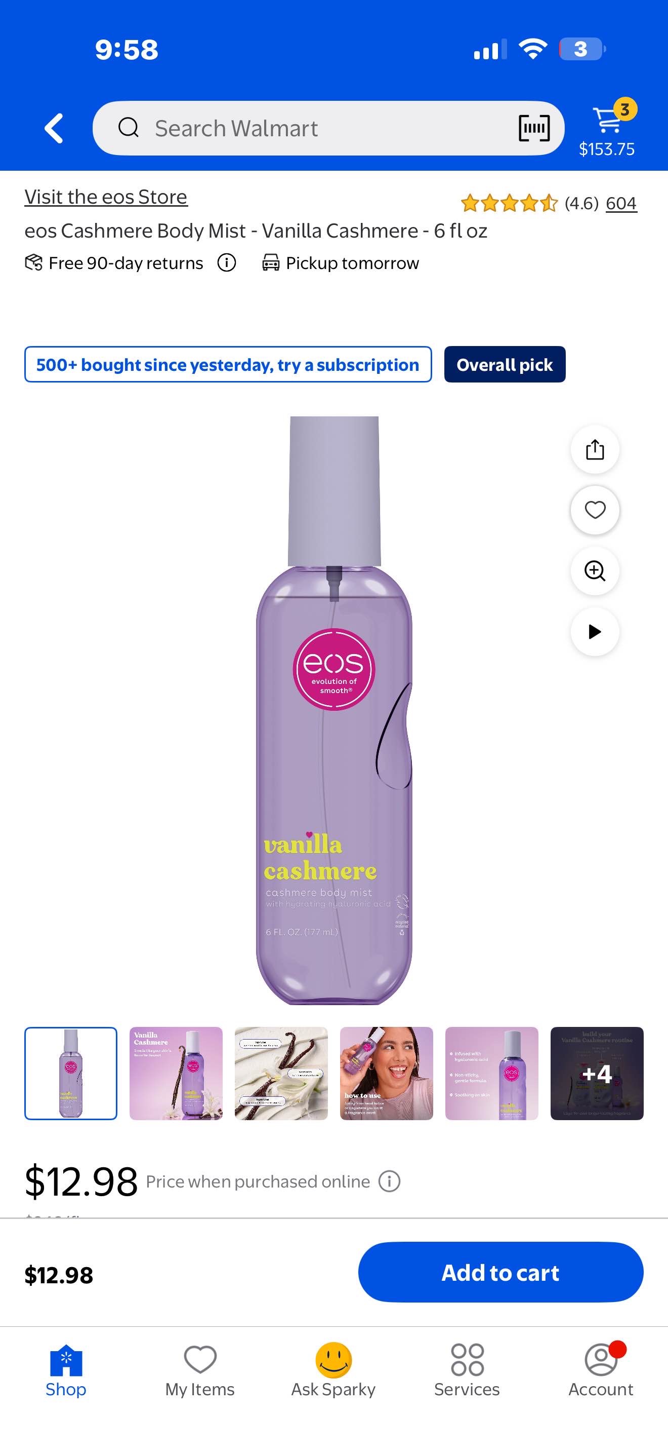 eos Cashmere Body Mist - Vanilla Cashmere - 6 fl oz