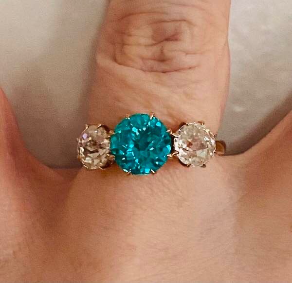 Aqua blue green 14k rose gold ring | Loupe Troop