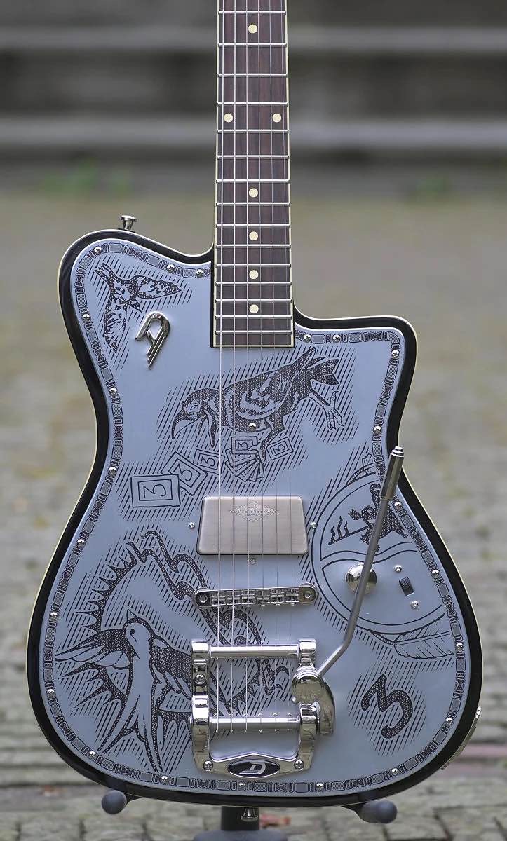 Duesenberg Johnny Depp Signature Series Electric Guitar Aluminum Tattooed
