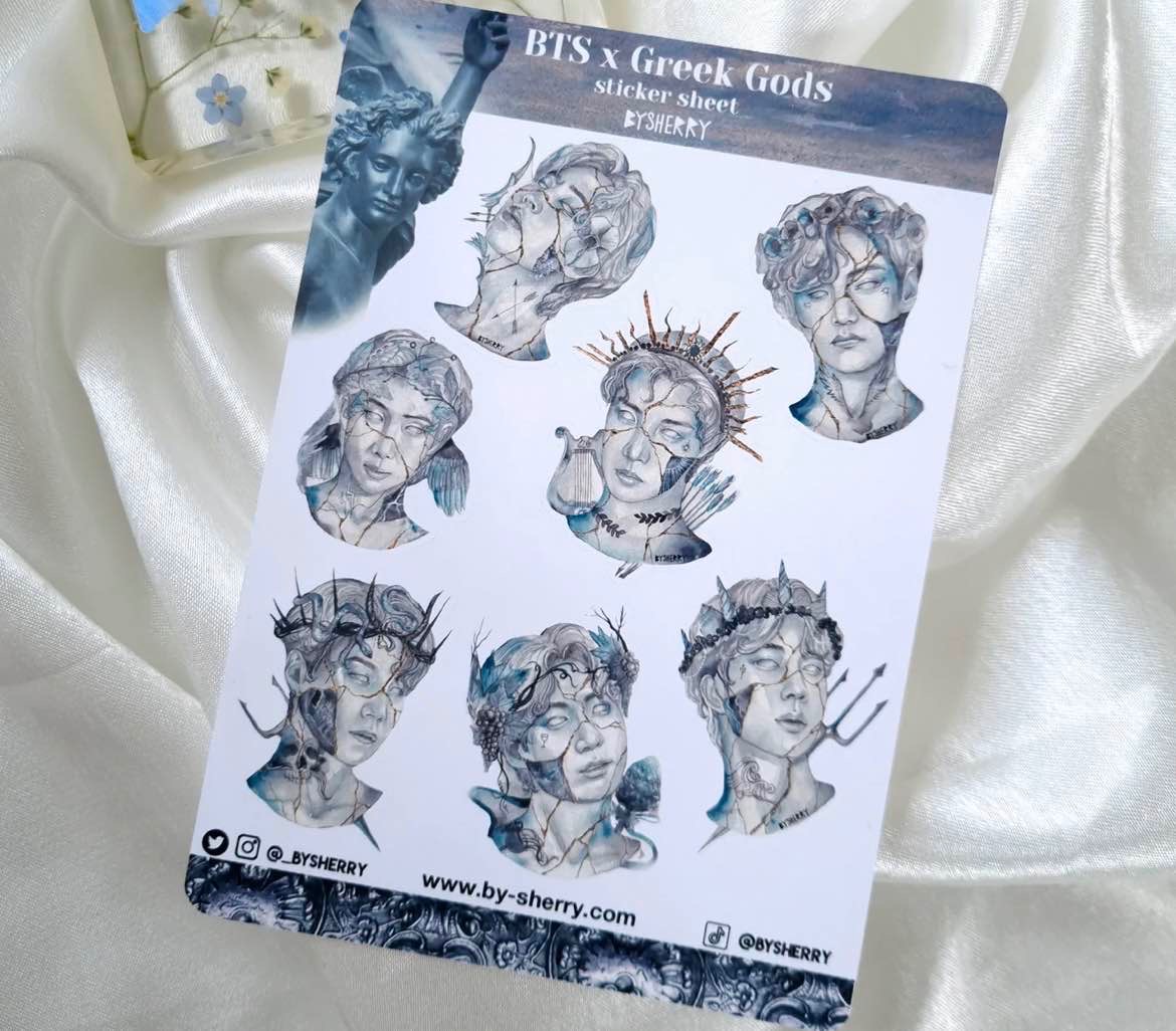 BTS x Greek Gods A6 Sticker Sheet