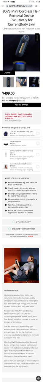 JOVS Mini Cordless Hair Removal Device Exclusively for CurrentBody Skin