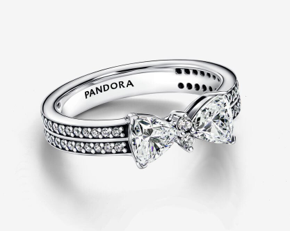 Sparkling Bow Double-row Ring