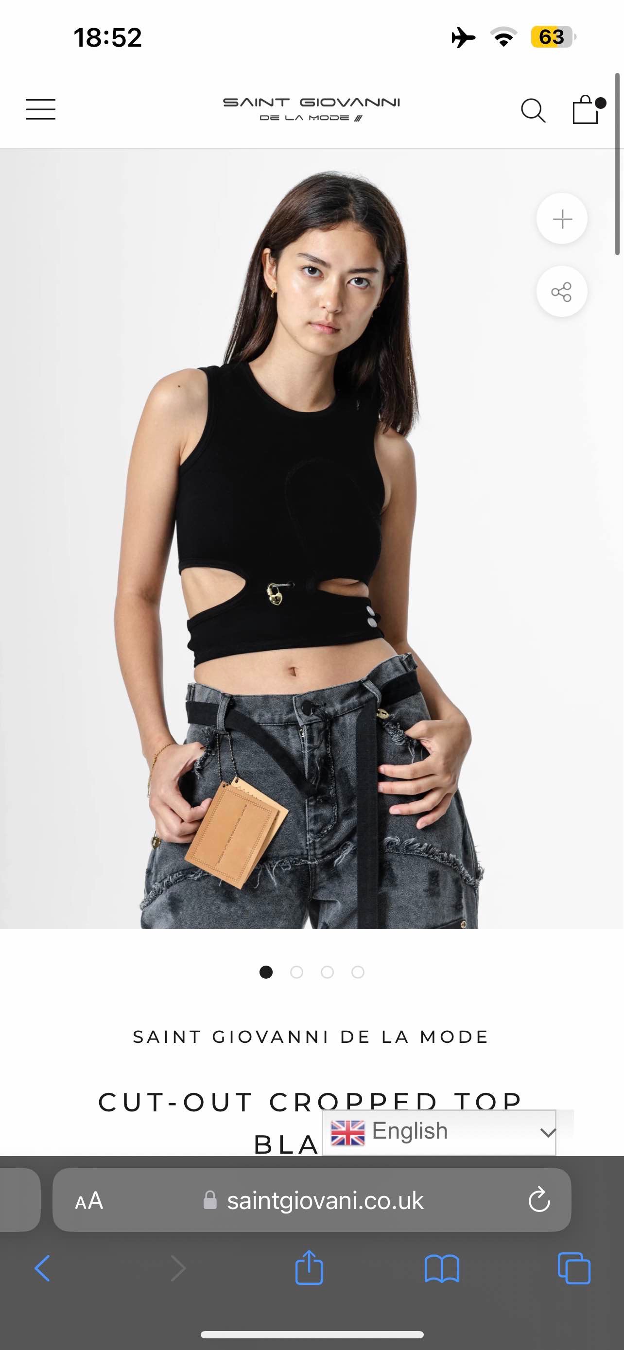 Cut-Out Cropped Top Black