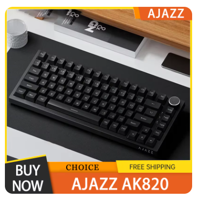 Ajazz ak820 teclado mecânico personalizado com fio hot swapsoft gaxeta estrutura opcional rgb retroiluminado 75% portátil para presente