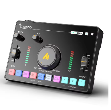 Maono-Neo Professional Sound Card, Audio Interface Mixer, 48V Phantom Power, Fit para Smart Phone,PC,Live Streaming, Gravação, AMC2