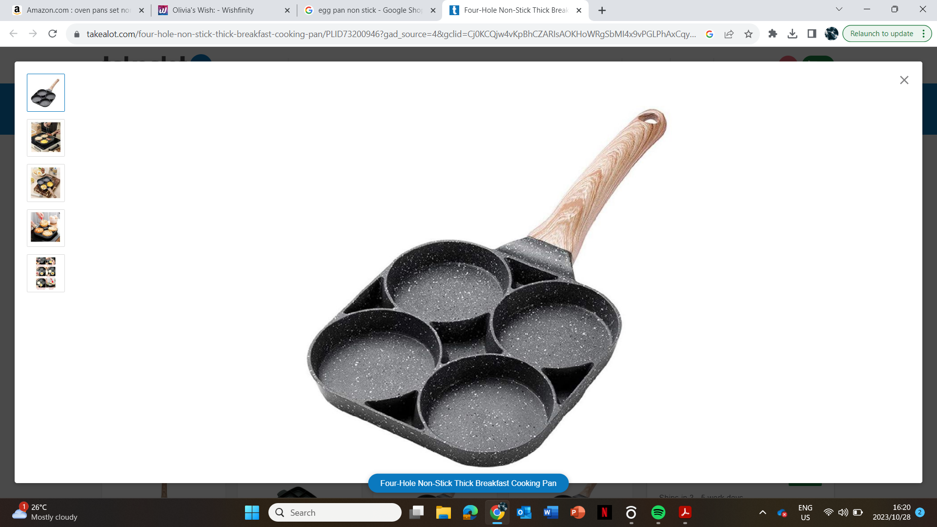 Four-Hole Non-Stick Thick Breakfast Cooking Pan